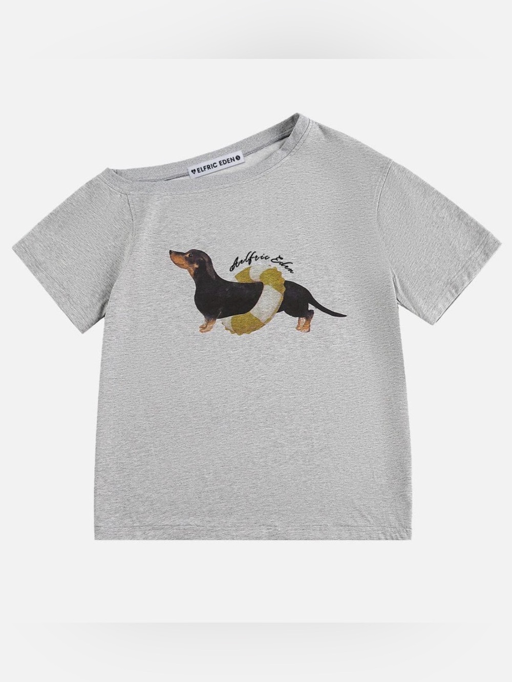 Aelfric Eden Light Gray Graphic Crew Tee Off The Shoulder